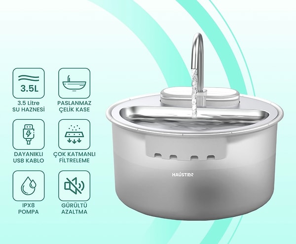 Patili dostlara taze su pınarı: Haustier Otomatik Su Sebili!