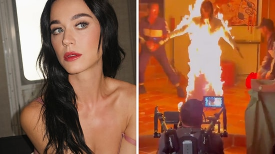 Katy Perry Engulfed in Flames During Intense "Watch It Burn" Video Shoot