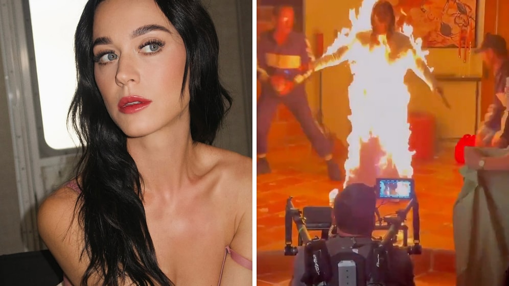 Katy Perry Engulfed in Flames During Intense "Watch It Burn" Video Shoot
