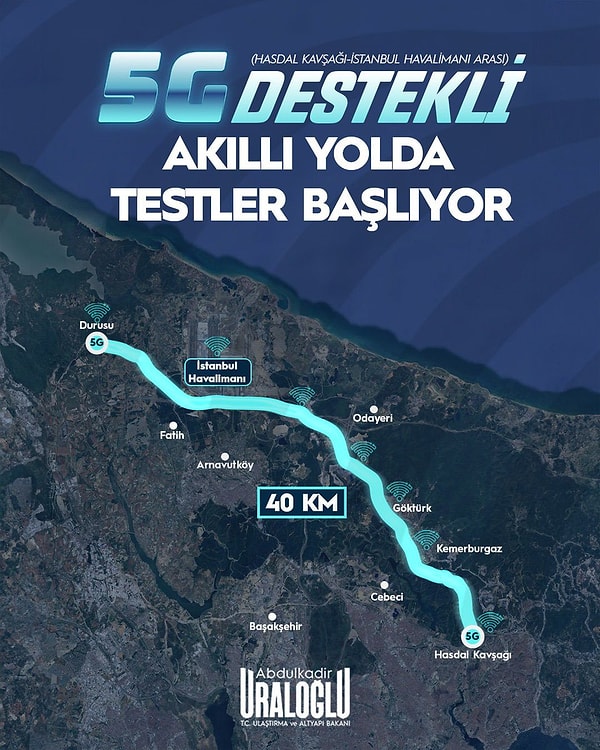 İstanbul’da 5G altyapısı ile donatılmış pilot karayolu uygulamasına geçilecek.