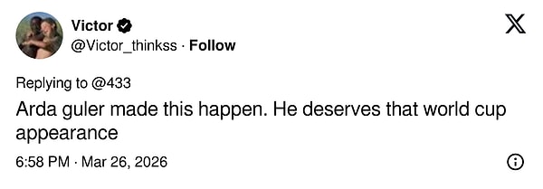 "Arda Güler bunu başardı. Dünya Kupası'nda yer almayı hak etti."
