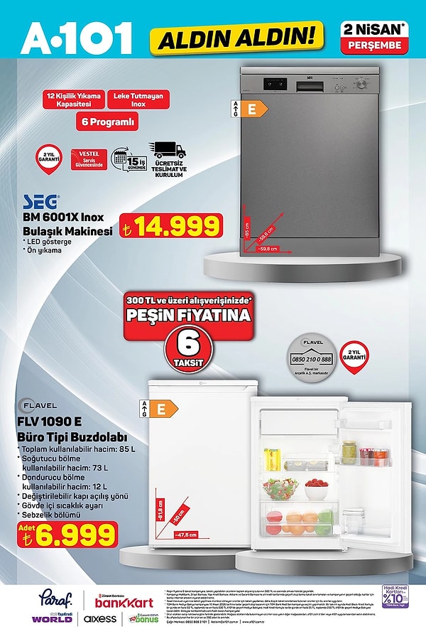 Flavel Büro Tipi Buzdolabı 6.999 TL