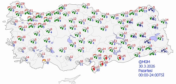 30 Mart Pazartesi Hava Durumu 👇