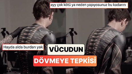 Tüm Vücuduna Dövme Yaptıran Adamın Kaslarının Kontrolden Çıkarak Seğirdiği Anlar