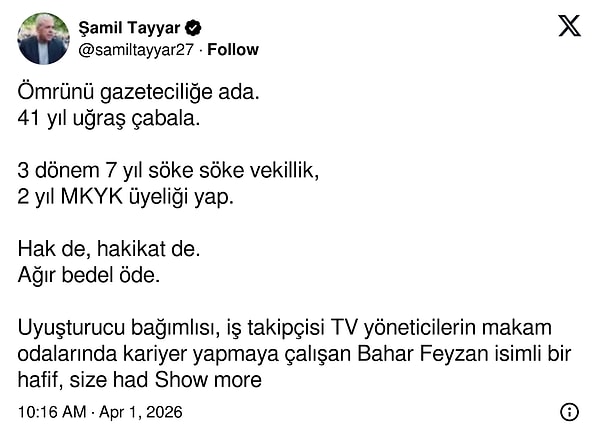 Şamil Tayyar'dan Ağır Yanıt Geldi