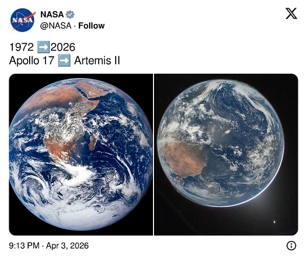 NASA, Dünya'nın yeni fotoğrafını bu sözlerle paylaştı;