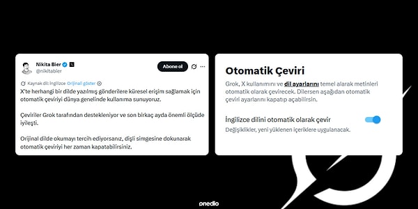 X'e otomatik çeviri özelliği geldi.