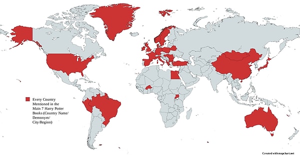 Peki Harry Potter'da dünyadan hangi ülkelerden bahsediliyor?