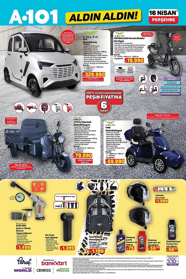 Volta VT5 Üç Tekerlekli Elektrikli Moped 79.990 TL
