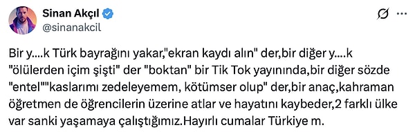 Sinan Akçıl ve sosyal medya kullanıcılarından paylaşıma tepki yağdı:
