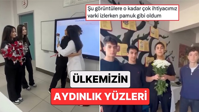 Yüreğimizi Yakan Olaylardan Sonra Öğrenciler Öğretmenlerine Minnetlerini Çiçeklerle Sunarak İçimizi Isıttı