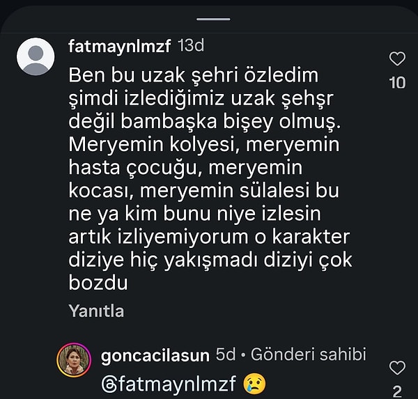 Gonca Cilasun'un ise gelen yorumlara yazdığı cevap dikkatlerden kaçmadı.