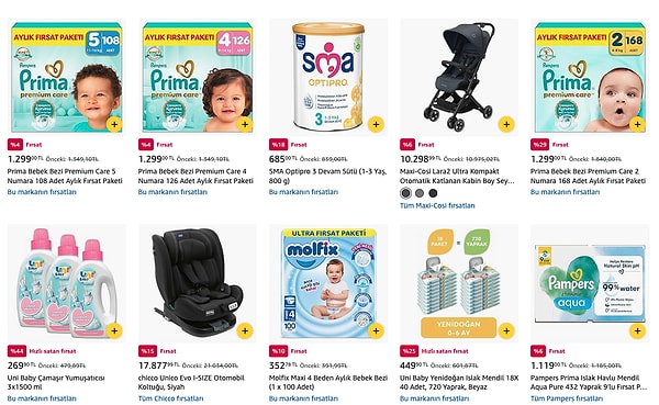 SMA, Prima, Molfix, HiPP, Sleepy ve daha fazlası bu kampanyada sizi bekliyor!