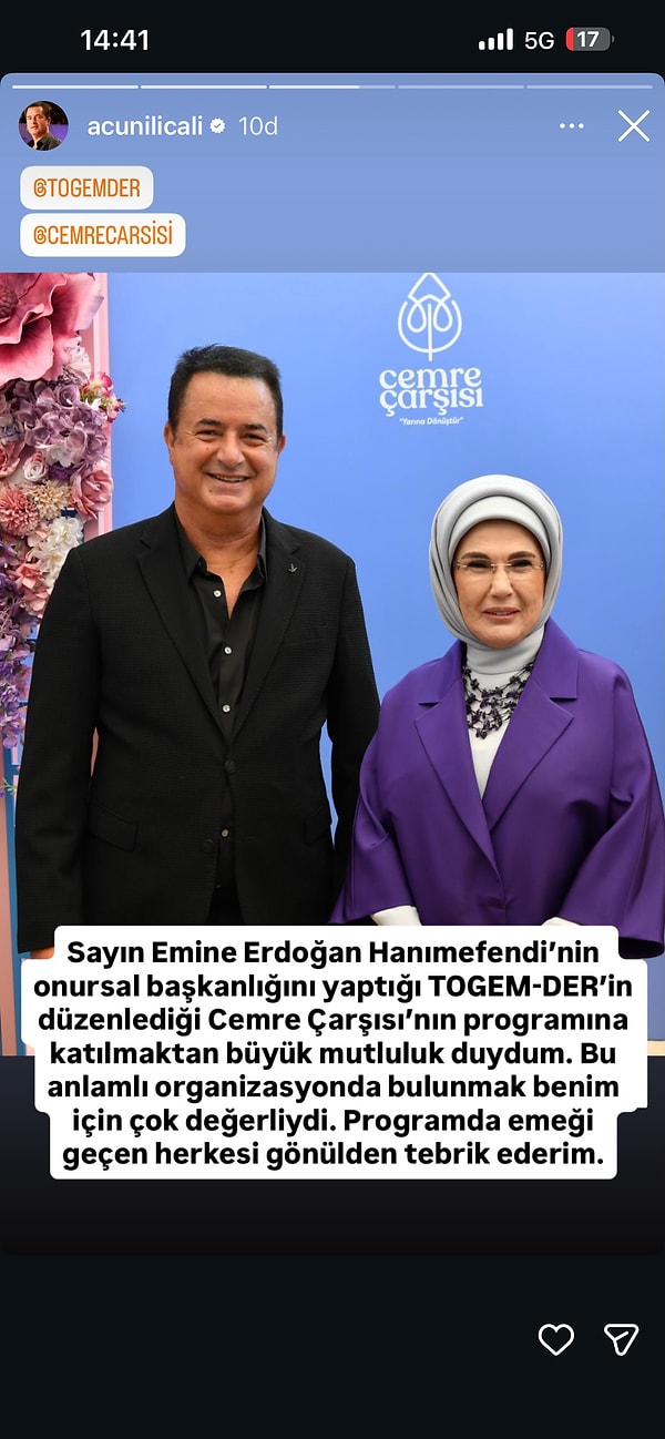 "Bu anlamlı organizasyonda bulunmak benim için çok değerliydi."