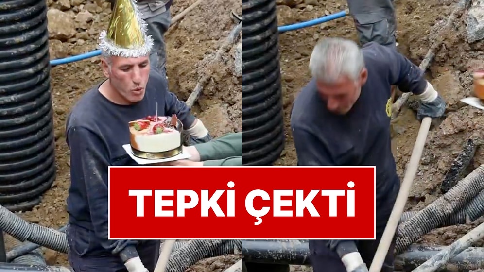 Kırıkkale Belediyesi’nin 1 Mayıs'ta Çalışan İşçiye Pasta Üflettiği Anlar Tepki Çekti