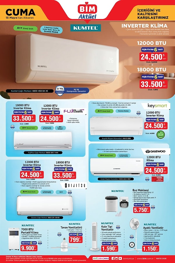 Kumtel Inverter Klima 12000 BTU 24.500 TL