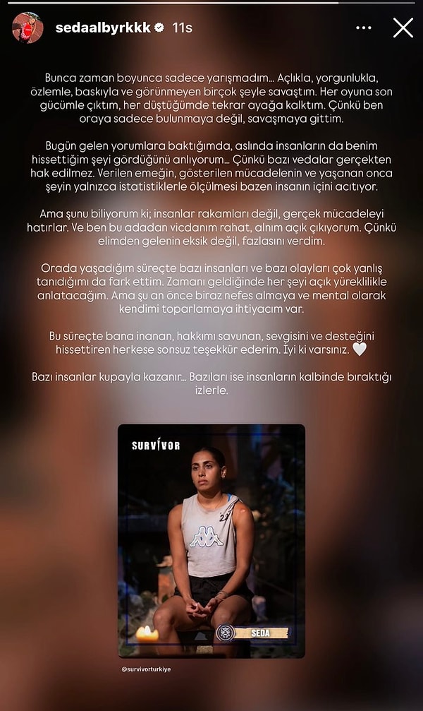 İşte Survivor'dan elenen Seda'nın ilk paylaşımı: