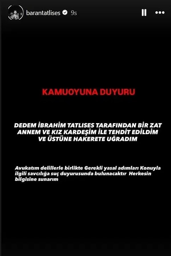 Baran Tatlıses’in sosyal medya üzerinden yaptığı açıklama ise ortalığı karıştırdı.