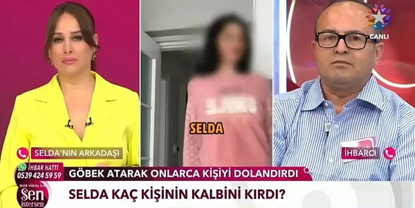Star TV ekranlarında yayınlanan “Nur Viral ile Sen İstersen” programına katılan Gökmen isimli kişi, TikTok fenomeni Selda tarafından 2 milyon TL dolandırıldığını iddia etmişti.