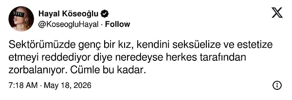 İşte Hayal Köseoğlu’nun Ava Yaman için yaptığı destek paylaşımı 👇
