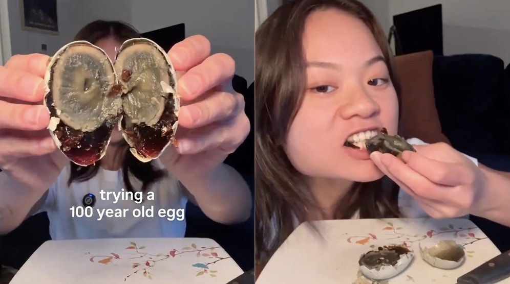 Woman Shares Her Honest Reaction Trying a 100-Year-Old Chinese Egg for the First Time