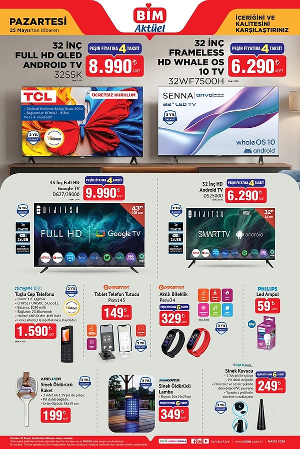 TCL 32" Full HD Qled Android Tv 8.990 TL