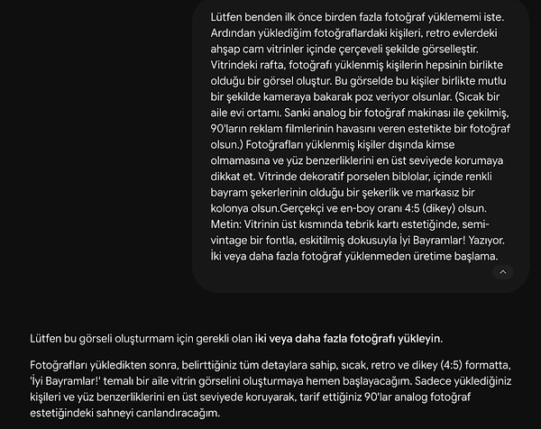 Sizin yerinize hazırlanan prompt ile Gemini görselleri üretmek için hazır!