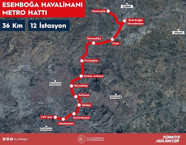Belirlenen güzergah üzerinde toplam on iki adet modern istasyon hizmet verecek