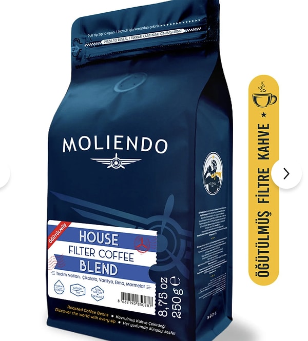 Moliendo House Blend öğütülmüş filtre kahve sepet aşamasında net %40 indirimli!