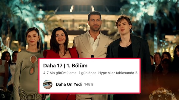 31 Mayıs Pazar akşamı yayınlanan ilk bölümüyle ekran yolculuğuna başlayan Daha 17, yayın gecesinin dikkat çeken yapımları arasında yer aldı.