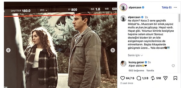 Alper Çankaya's farewell post upon leaving the series, 'Distant City':