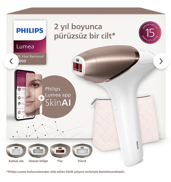 Philips Lumea 9900 serisi IPL lazer epilasyon cihazı tüm indirimlere ek LUMEA500 koduyla net 500 TL indirimli!