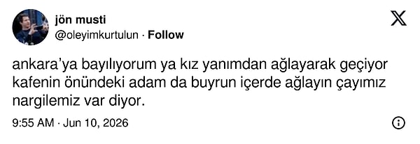 Bir X kullanıcısı da başından geçenleri anlattı.
