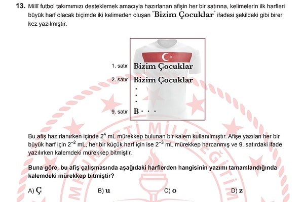 Sınavda öğrencileri terleten sorular arasında milli takımla ilgili de bir soru vardı.