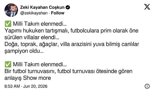 1. "Milli takım elenmedi, kibir elendi."