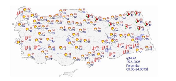 Perşembe günü yağışlar doğuya tam olarak yöneliyor.