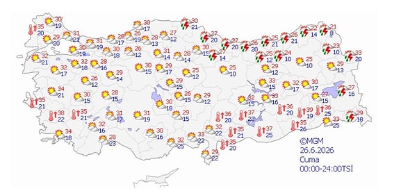 Hafta sonu yaklaşırken Güneydoğu Anadolu Bölgesi ülkenin en sıcak yeri olma özelliğini sürdürüyor.
