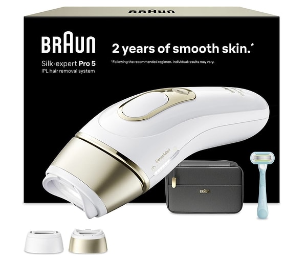 Ev konforunda kalıcı pürüzsüzlük sunan, akıllı cilt tonu sensörü sayesinde her atışta enerji seviyesini cildinize göre otomatik ayarlayan Braun IPL Silk·expert Pro 5, indirimde kendinize alabileceğiniz en iyi ürünlerden biri.