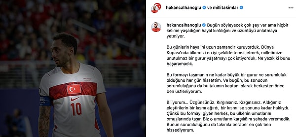 Hakan Çalhanoğlu: "We were unable to fulfill our hopes on the field. Please forgive us."