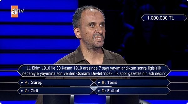 Kim Milyoner Olmak İster'de 16 yıllık görme engelli müzik öğretmeni Özgür Altınok 1 milyon TL'lik soruyu açtırmayı başardı.