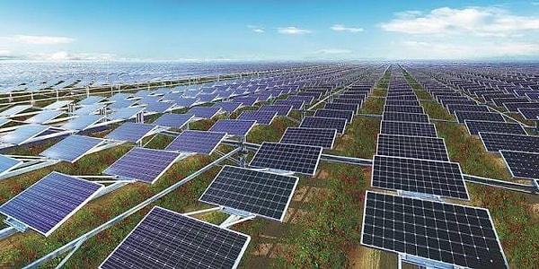 Operated by the Ningxia Baofeng Energy Group, the colossal 1-gigawatt facility presents an unusual sight in the desert with its thousands of solar panels.