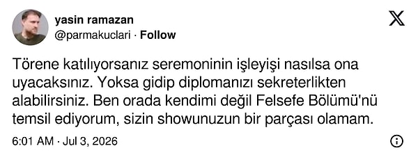 'Paraşüt akademisyen'den savunma: "Showunuzun parçası olamam."