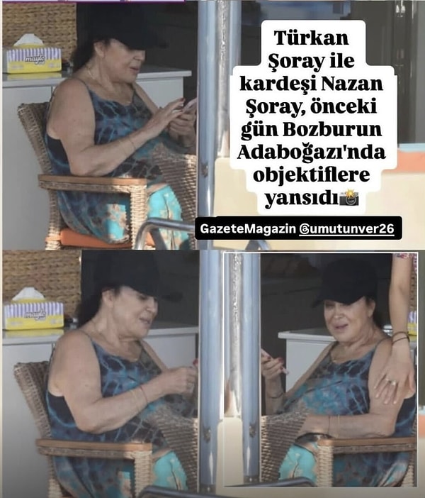 Turkan Soray, along with her sister Nazan Soray, was spotted while on vacation in Adabogazi, a district of Bozburun in Mugla.