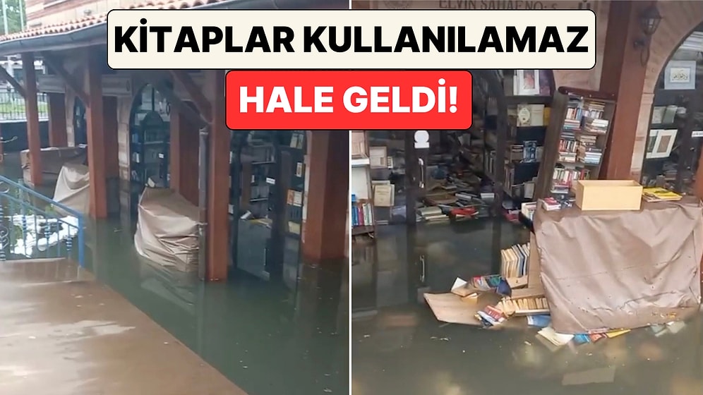 İstanbul'da Etkili Olan Sağanak Sebebiyle Sular Altında Kalan Üsküdar Sahaflar Çarşısı'nın Son Hali Paylaşıldı