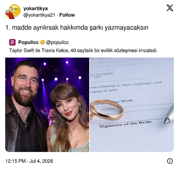 Taylor'ın öyle bir şeyi imzalama ihtimal var mı?
