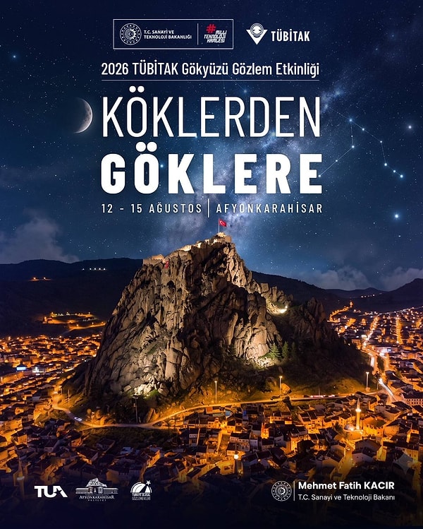 Gökyüzü meraklıları için yılın en önemli etkinliklerinden biri olan TÜBİTAK Gökyüzü Gözlem Etkinliği ile ilgili Sanayi ve Teknoloji Bakanı Mehmet Fatih Kacır açıklamada bulundu.
