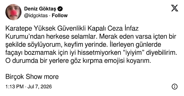 Deniz Göktaş'ın paylaşımı