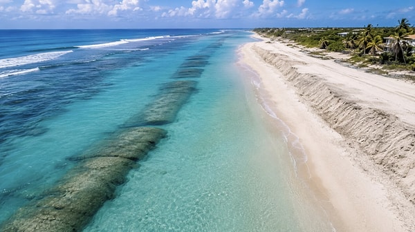 In conventional coastal engineering practices, employing stone infill or massive concrete blocks may interfere with the sea's inherent dynamics, consequently resulting in an augmented loss of sand on adjacent beaches.