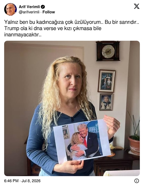 Psychiatrist Arif Verimli has shed light on the situation of Necla Özmen, who claims to be the daughter of Trump.