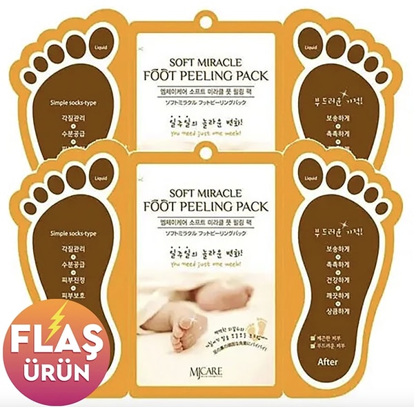 MJCARE soyulan ayak peeling maskesi %50 büyük indirim avantajıyla 739,90 TL yerine net 369,95 TL!